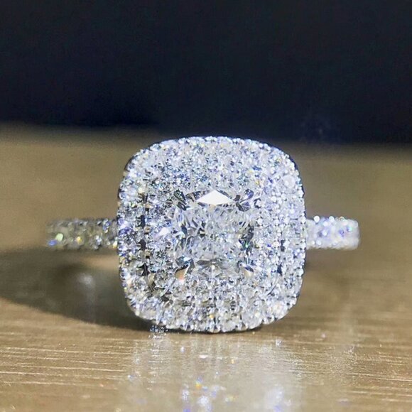 🎀Classic Thin Pure Zircon Square Luxury Wedding Rings for Women, MARR9041 - Picture 5 of 6